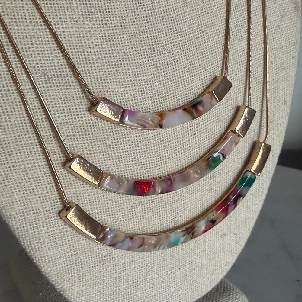 Ann Taylor Multicolor Resin Bar Necklace - Picture 6 of 8